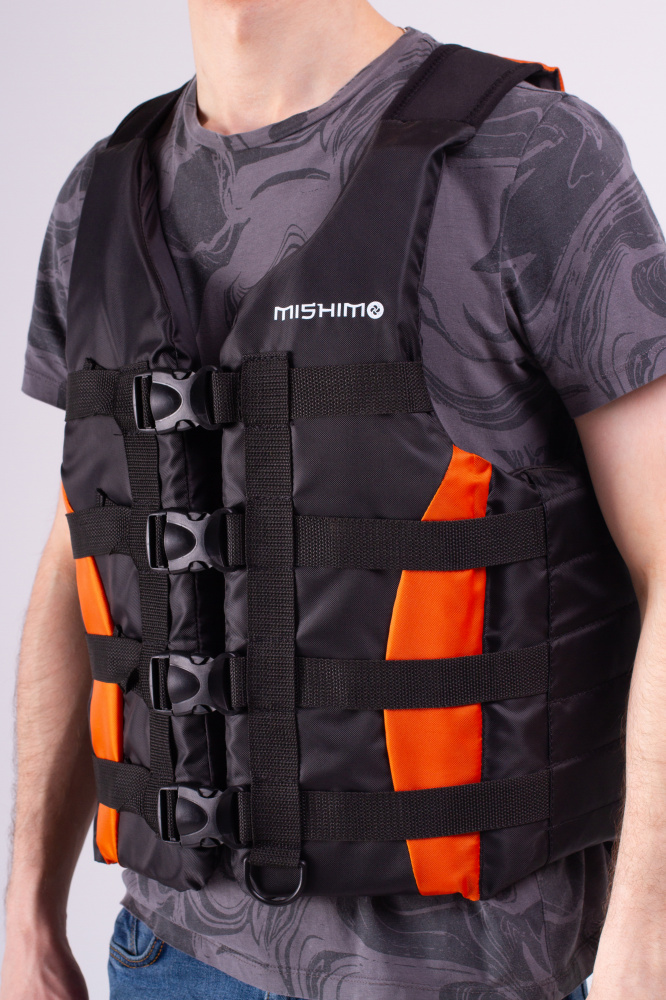 Жилет спасательный MISHIMO PRO Премиум качества Черно-оранжевый в Хабаровске
