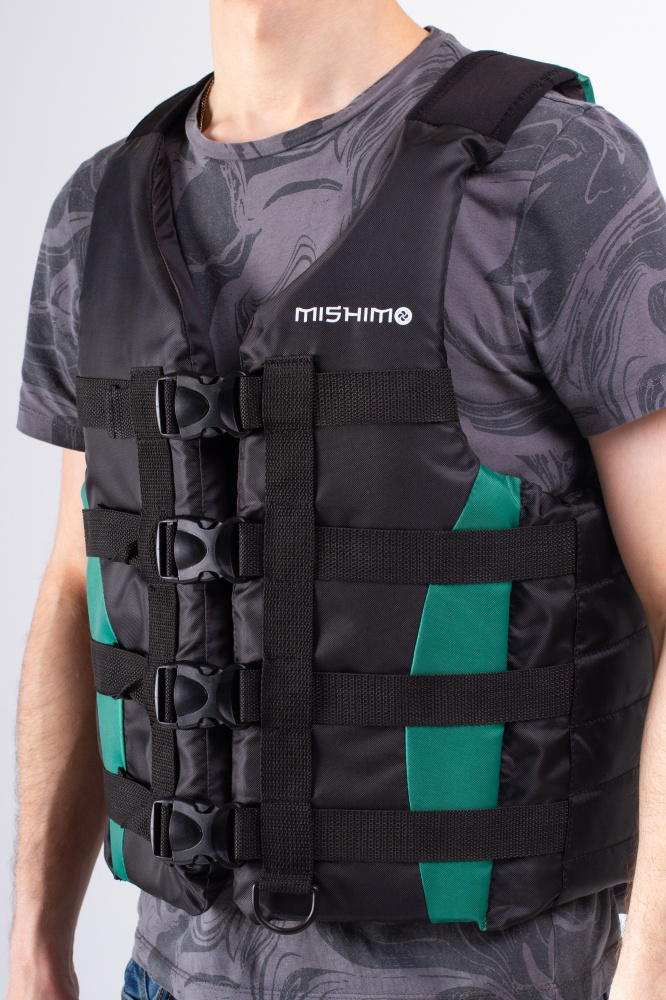 Жилет спасательный MISHIMO PRO Премиум качества Черно-зеленый в Хабаровске