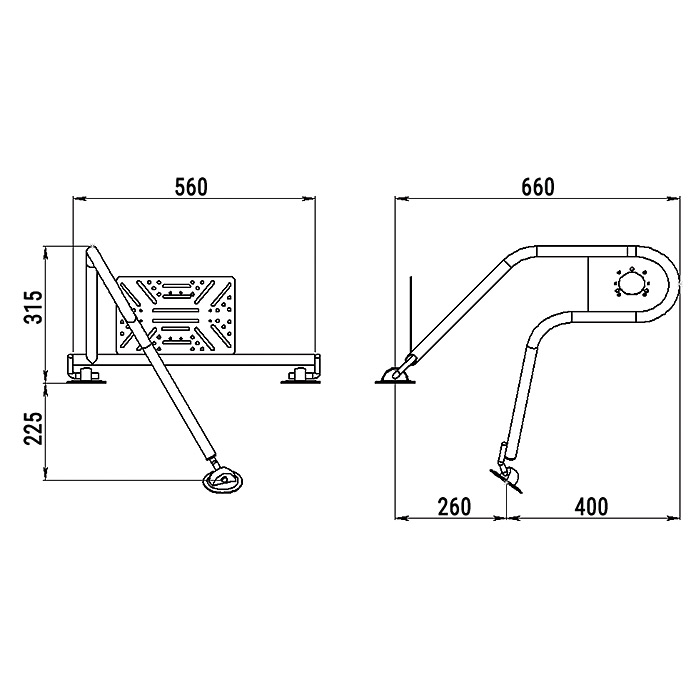 Стойка рулевая с креплением на баллон надувной лодки 25мм в Хабаровске